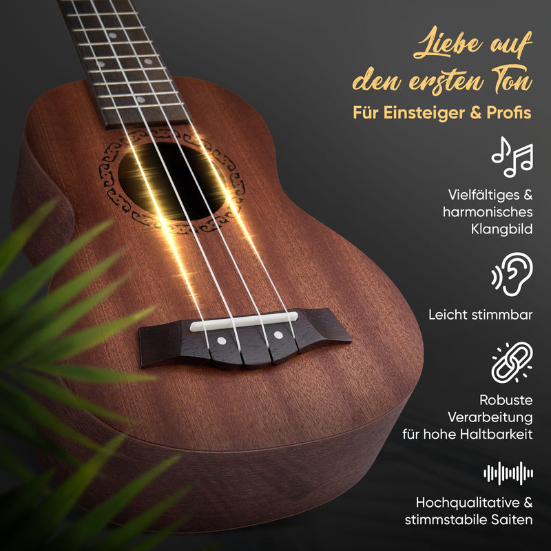Havendi® Soprano Ukulele 21 Inch Premium Hawaiian Guitar Mahogany